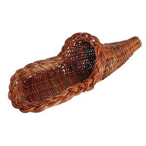 Vintage Horn Of Plenty Cornucopia Bohemian Woven Wicker Boho Basket Wall Vase
